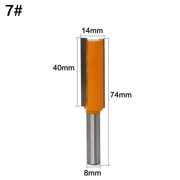 1pc 8mm Shank Straight Long Blade Flush Trim Wood Router Bit Industrial Grade Two Flute Woodworking Milling Cutter: NO 7