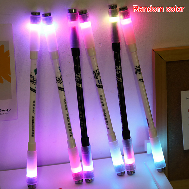 Verlichte draaiende pen Creatieve rollende speciale pen Kinderen Release Pressure Spin Toy Pocket Led Flash Spinning Pen: Donker Kaki