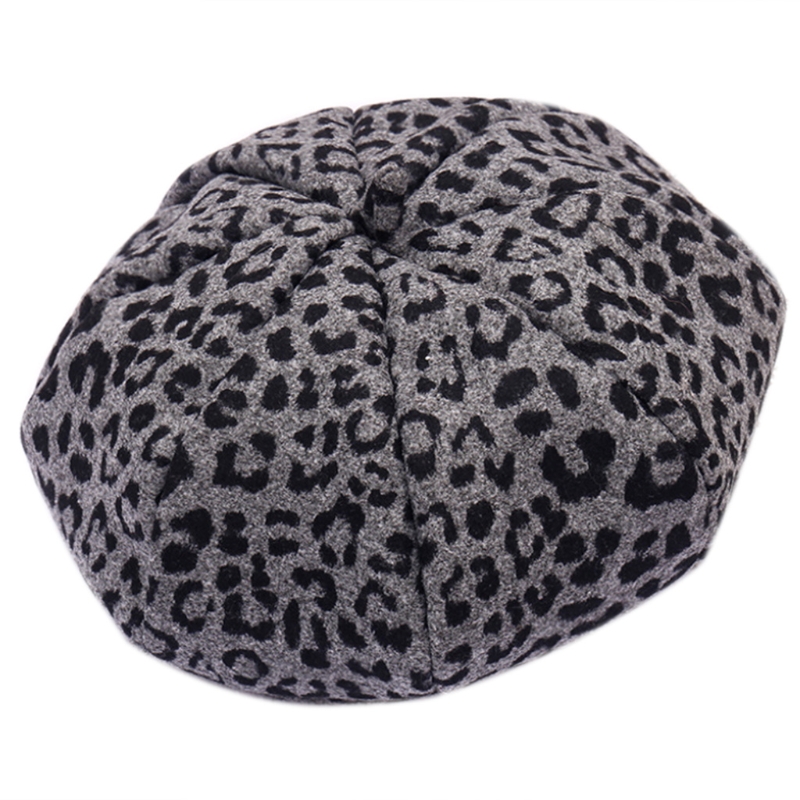 Chapeau béret léopard rétro pour femmes, chapeau d&#39;hiver de loisir de peintre sauvage pour filles: Gray
