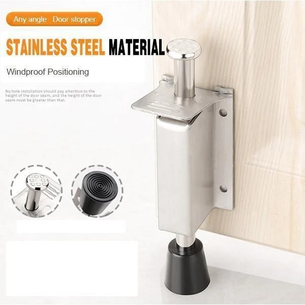 Stainless Steel Telescopic Door Stopper Silver Spring Loaded Step-On Door Holder Door Stops For Household Hardware