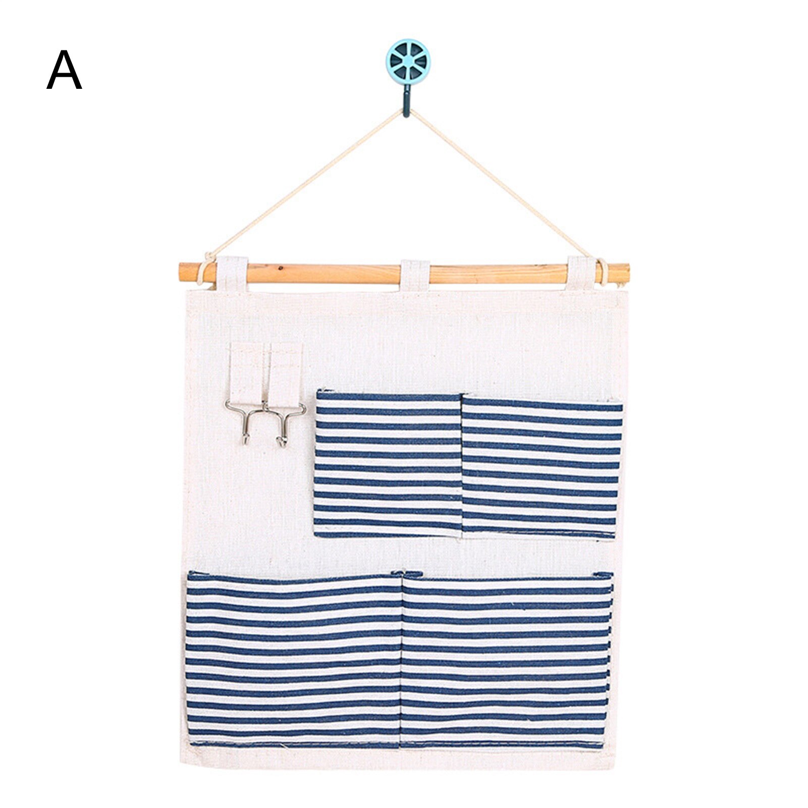 6/8 Pockets Stripe Closet Wall Hanging Organizer Cotton Linen Wardrobe Hanging Storage Bag Cosmetic Sundries Jewelry Storage: A