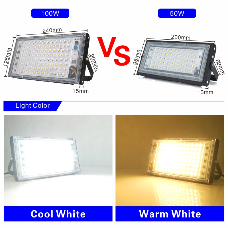 DSELCHUN-foco reflector Led para exteriores 100W, CA 220V 230V 240V, IP65, farola LED impermeable, iluminación de paisaje