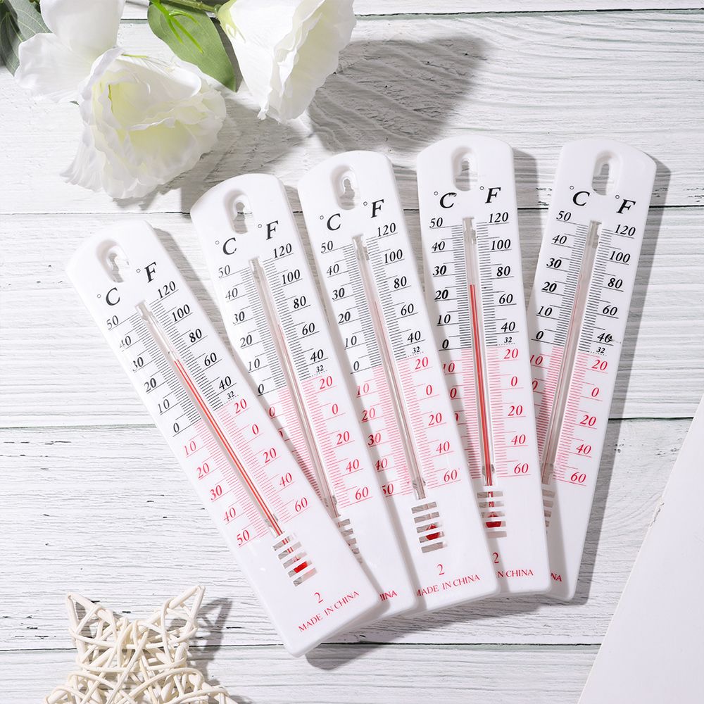 1 PC White Plastic Thermometer Accurate Durable Wall Hang Indoor Outdoor Temperature Office Room Temp Meter Measuring Tools