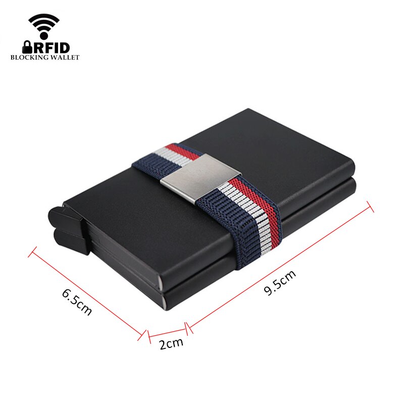 Dienqi carteira masculina de metal, carteira dupla com elástico, de borracha, multifuncional