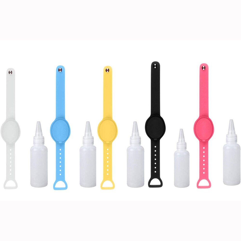 Silicone Extérieur Désinfectant Bracelet Antiseptique Pour Les Mains Portable Bracelet Désinfectant pour les mains Sous-Emballage Distributeur De Savon: Random five colors