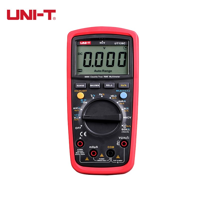 UNI-T UT139 Series Digital Multimeter Auto Range True RMS Meter Handheld Tester 6000 Count Voltmeter Temperature Test Transistor: UT139C