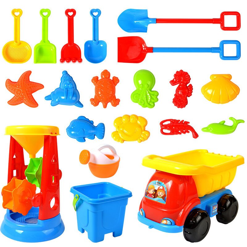 Colorful Beach Sand Toys Pools Water Fun Play Game Summer Toy Sand Molds Set Play Cart Baby Beach Game Kids