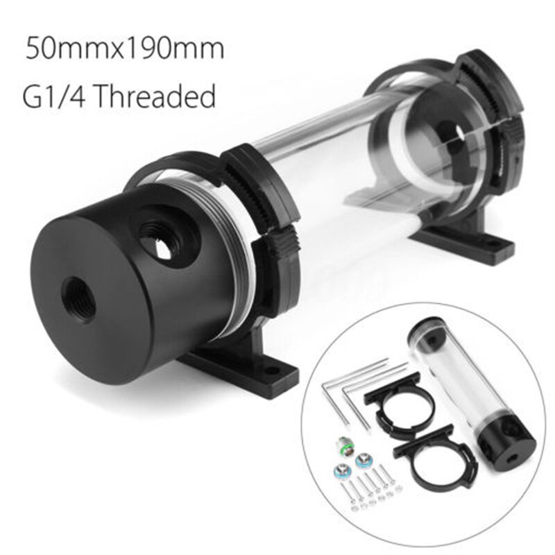 Akryl plast cylinder behållare vattentank pc dator vätskekylare  g1/4 50 x 190mm g1/4 skruvar fästen hållbara