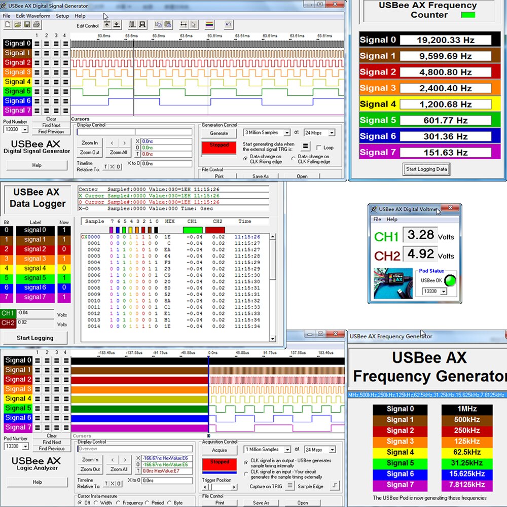 Logic Analyzer With 11 Functions Virtual Oscilloscope Logic Analyzer Frequency Generator PWM Controller Pulse Edge Counter