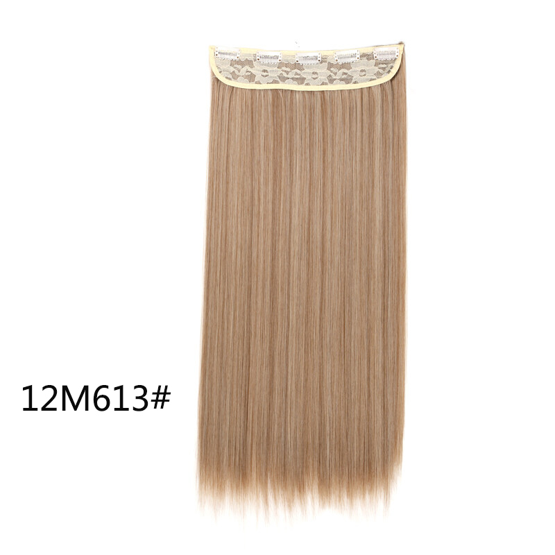 Extensiones de cabello invisibles de una pieza con 5 clips sintético, postizo largo y recto de 24 pulgadas resistente al calor para mujeres: NC/4HL