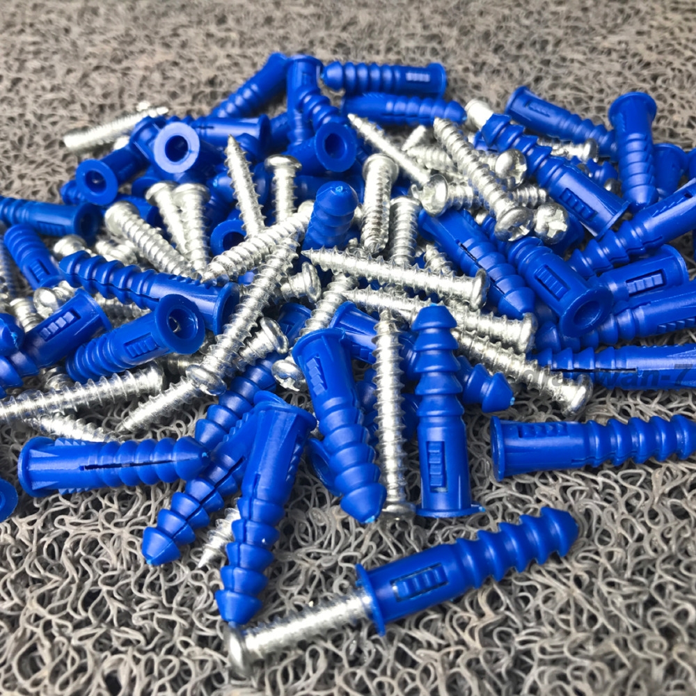 Plastexpansionsrör väggpluggar plastexpansion med skruvsats 6.4 x 30mm 50 st.