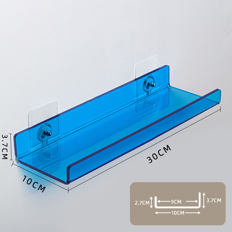 Estante de almacenamiento de acrílico montado en la pared para baño, organizador de cocina, estantes de exhibición, estante de pared decorativo sin perforaciones: Caqui oscuro