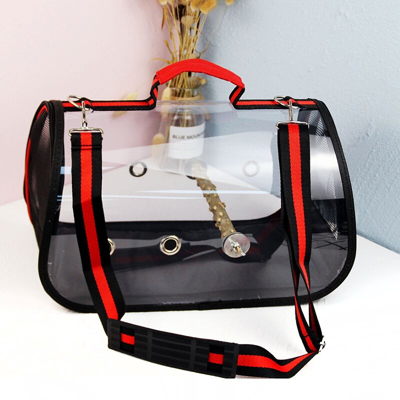 Portable Bird Carrier With Perch,Lightweight Large PVC Outside Small Bird Parrot Travel Bag/Backpack,Breathable Bird Travel Cage
