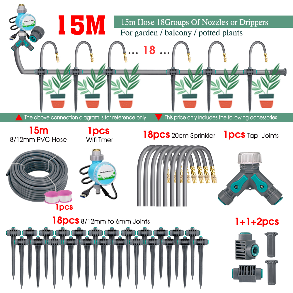 Hage 20-50cm fleksible dyser tåkespray vanningssystem for potteplanter 17.5cm- stavs sprinkler automatisk kjøle- og vanningssett