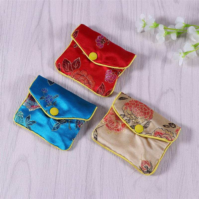 12pcs Chinese Traditional Brocade Pouch Coin Purse Embroidery Pouch Jewelry Bag