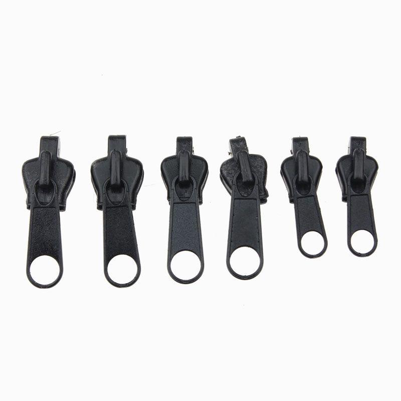 6 pièces glissière curseurs universel remplacement fermeture éclair curseur Kit de réparation instantanée Fix fermeture éclair curseur dents sauvetage directe: Black