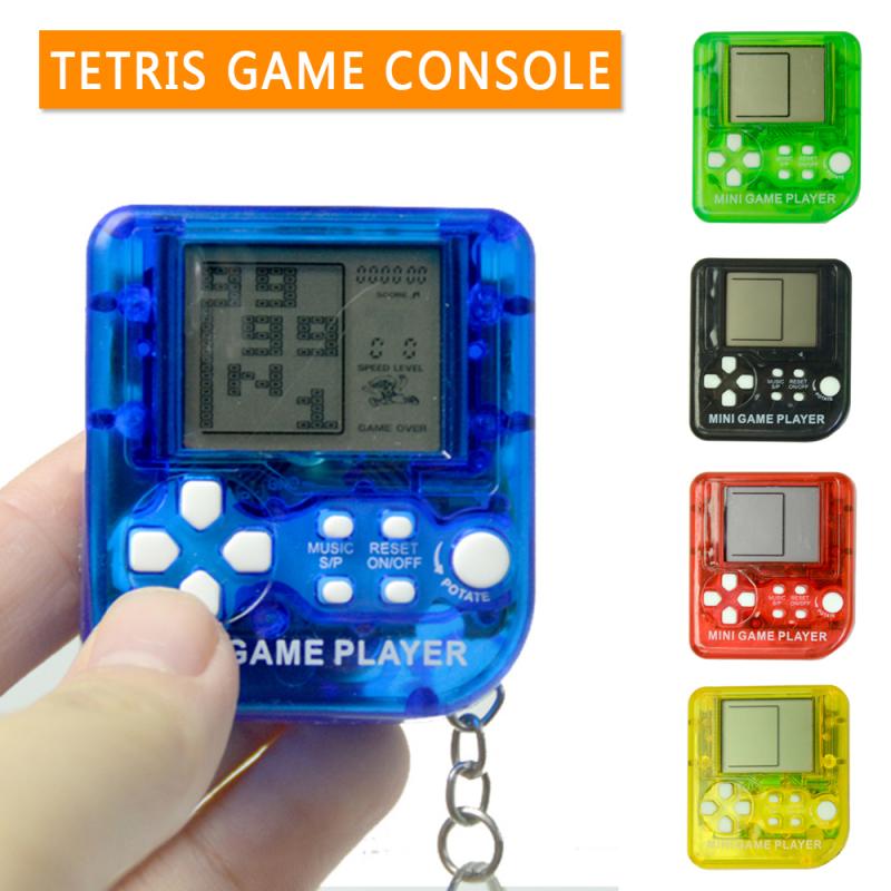 Portable Mini Tetris Game Machine Keychain LCD Puzzle Fun Toy Pendant Decoration