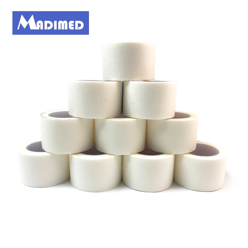 MADIMED-cinta médica no tejida de microporos, cinta de papel quirúrgica transpirable, 2,5 cm x 9,1 m, lote de 12 rollos