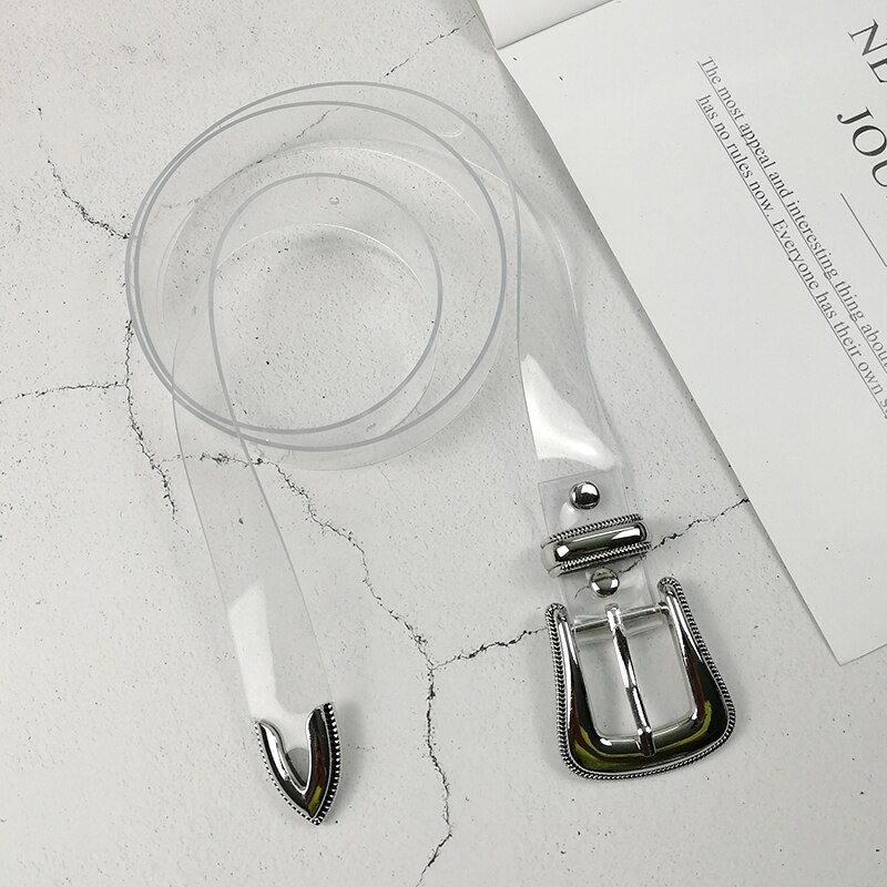 Transparent bälte vintage midjebälten för kvinnor vitt genomskinligt bälte cinturon mujer plast midjeband pvc cintos
