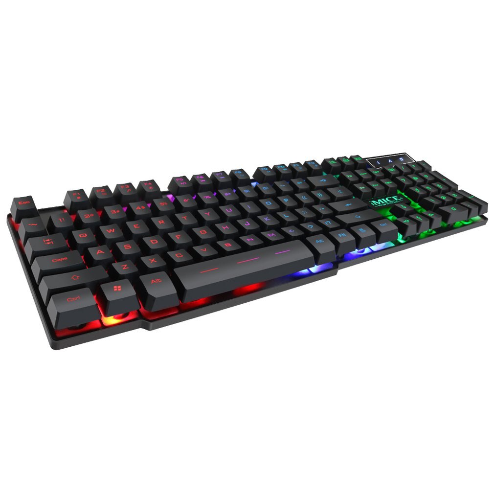 iMice Gaming Keyboard 104 Keycaps RGB Backlit Mechanical Feeling Keyboard Game Keyboards with RU Sticker for PC Laptop Computer