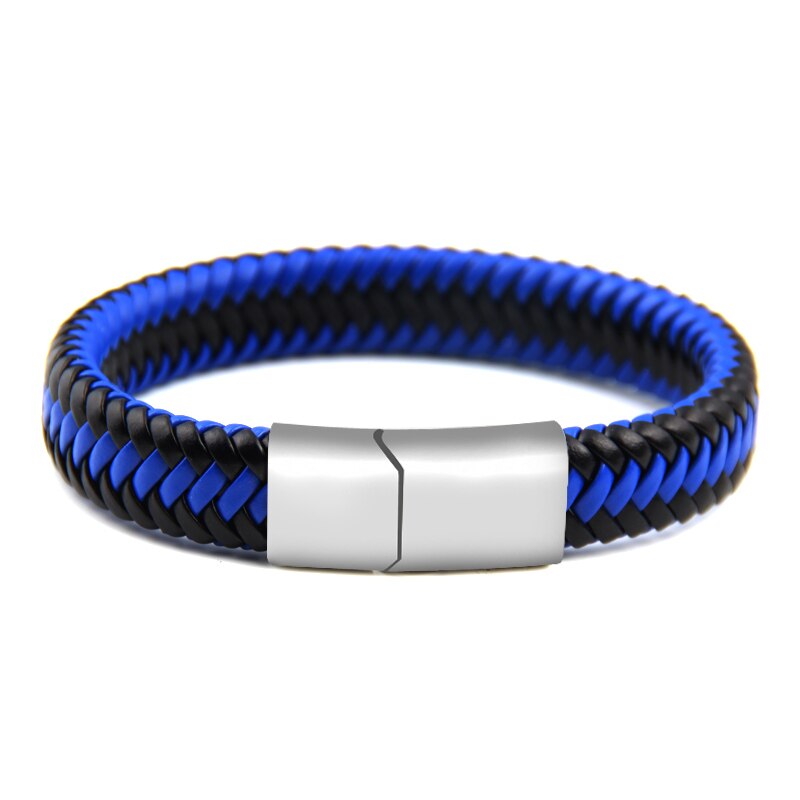 nouvelle Punk Rock Style Trengy bijoux aimant à la main dames Bracelet en cuir hommes accessoires Couple: black blue