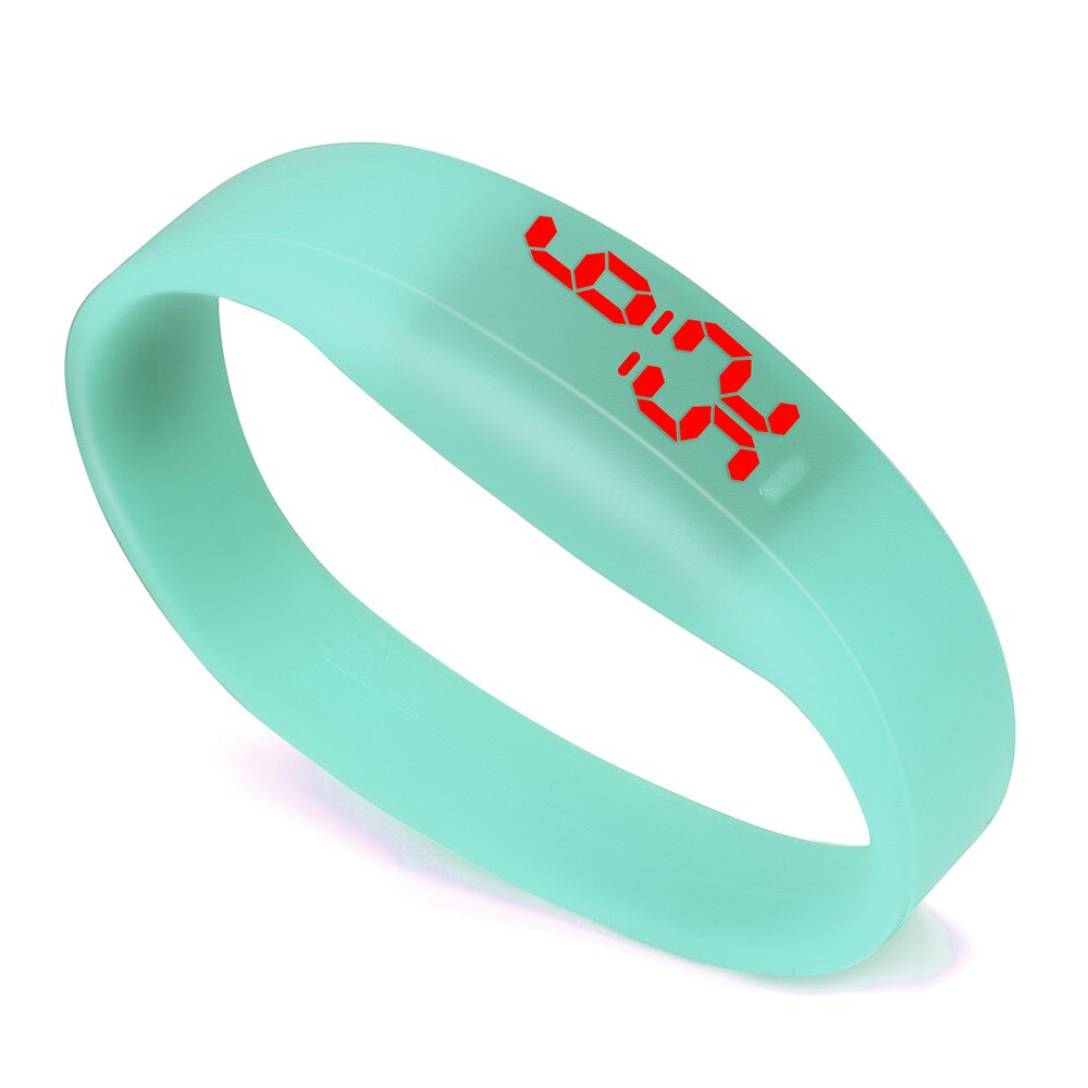 Digital LED Sport Uhr Unisex Silikon Band Handgelenk Uhren Männer Frauen Casual Sport Digitale Stoppuhr Für Kinder Jungen: Mint Green