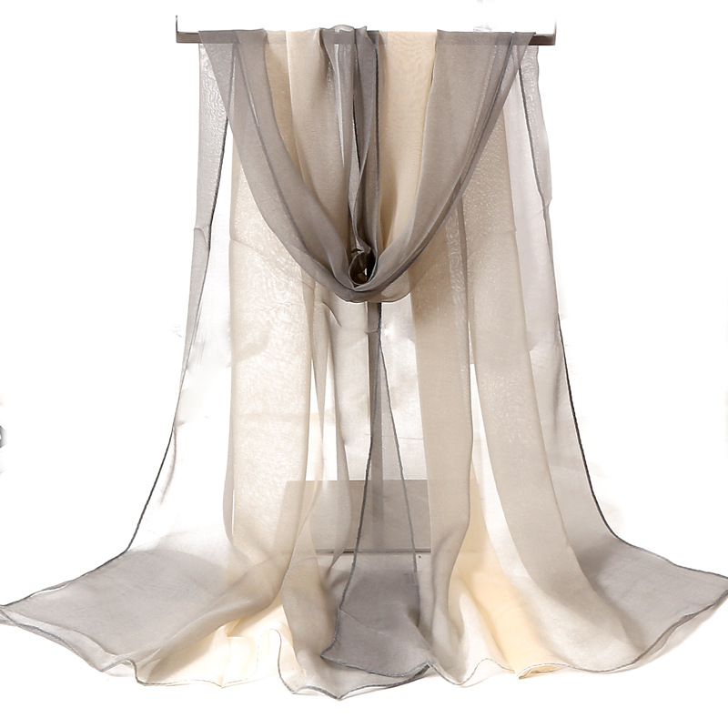 Four Seasons Thin Soft Chiffon For Women Silky Gradient Printing Beach Georgette Scarf Shawls Long Wraps Beach Sunscreen Hijab