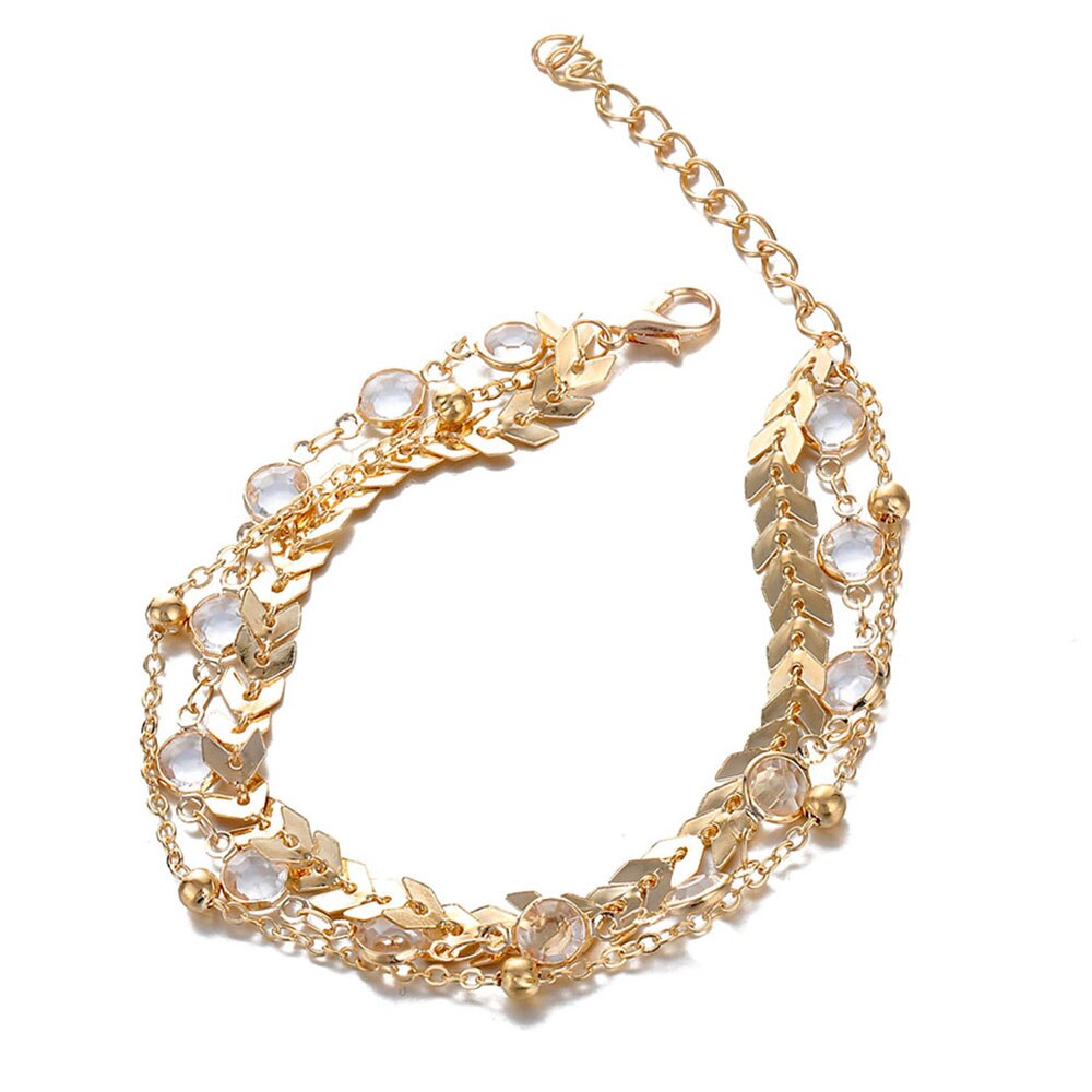 Fnio Crystal Pailletten Enkelbandje Set Voor Vrouwen Beach Voet Sieraden Vintage Verklaring Enkelbanden Boho Stijl Sieraden Zomer Party 3 Stks/set