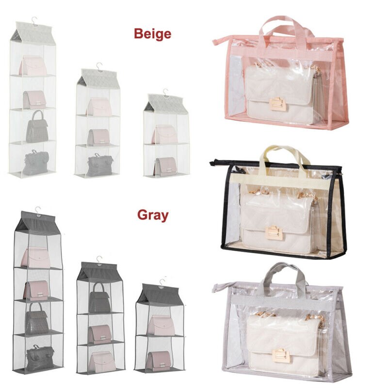 Hanging Handbag Organizer Pockets Shelf Bag Storage Holder Wardrobe Closets /BY