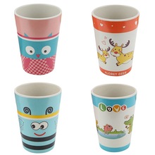 Taza de agua para niños, tazas de fibra de bambú para protección del medio ambiente para bebés, taza antideslizante con estampado de dibujos animados