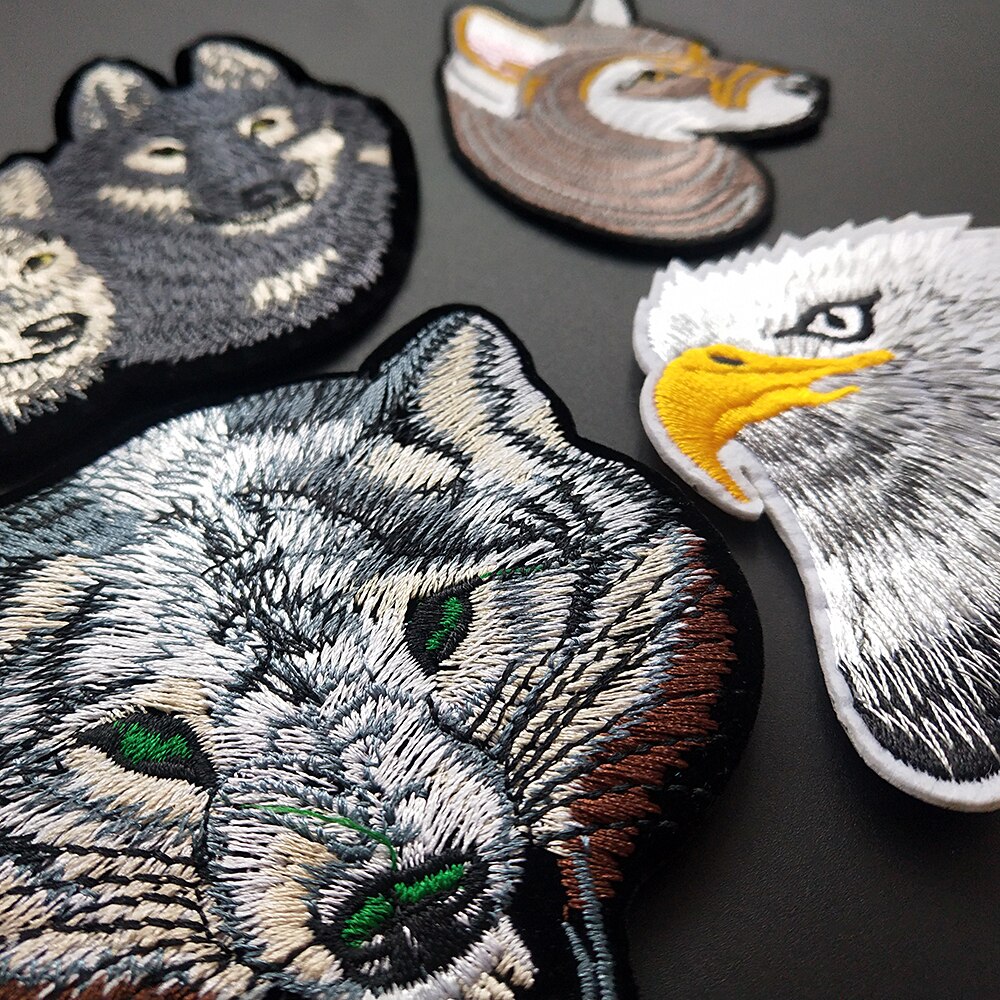 Tijger Wolf Adelaar Borduurwerk Patches Ijzer Op Patch Geborduurde Patchs Badge Applicaties Dier Voor Kleding Stickers Rugzak Zakken