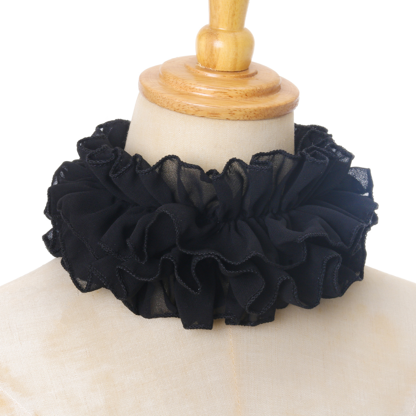 Colar inchado de malha em camadas, cachecol de tule, pescoço do palácio, gola decorativa, colar falso, palhaço, cosplay, adereços de fantasia: Prateado