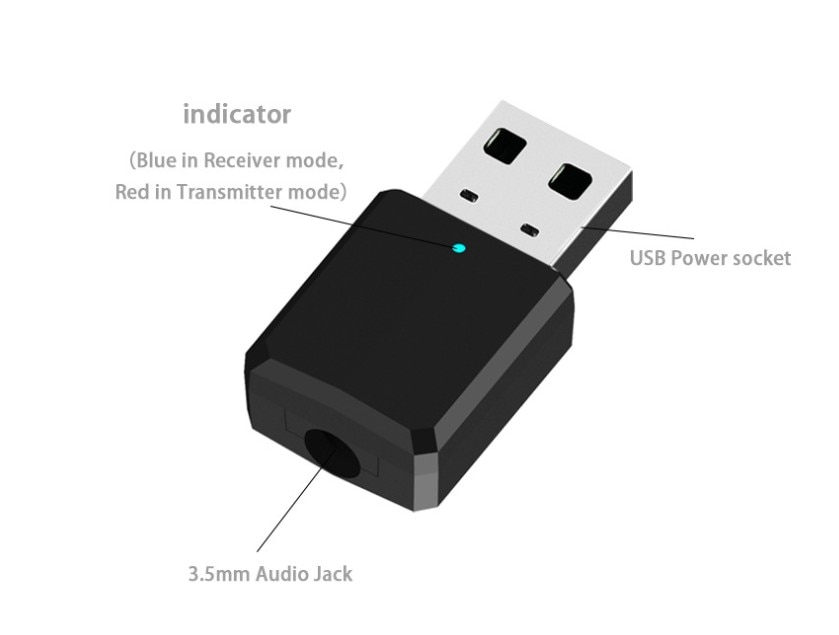 USB Bluetooth 5.0 Wireless Transmitter Adapter 2 in 1 EDR Adapter 3.5mm AUX Dongle For Car AudioTV PC Headphones Home Stereo