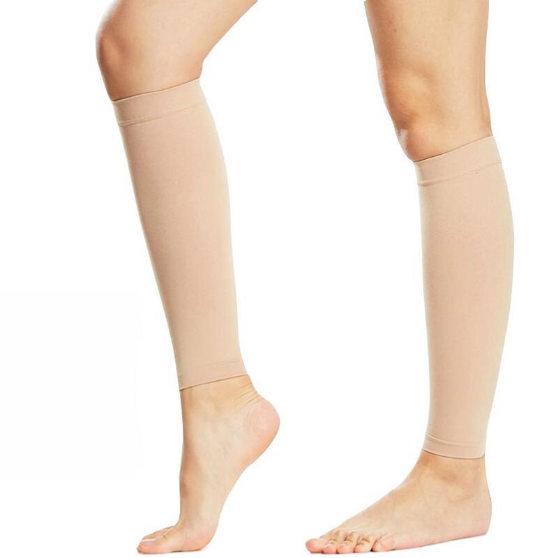 2 st 20-30 mmhg graderade vadkompressionsstrumpor vadstöd fotlösa kompressionsstrumpor för åderbråck, benhinneinflammation och ödem: Beige / Extra stor