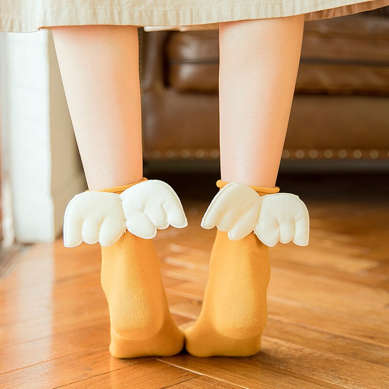 Dreamlikelin femei șosete cu aripi de înger dulce kawaii studente fete șosete prințesă din bumbac moale