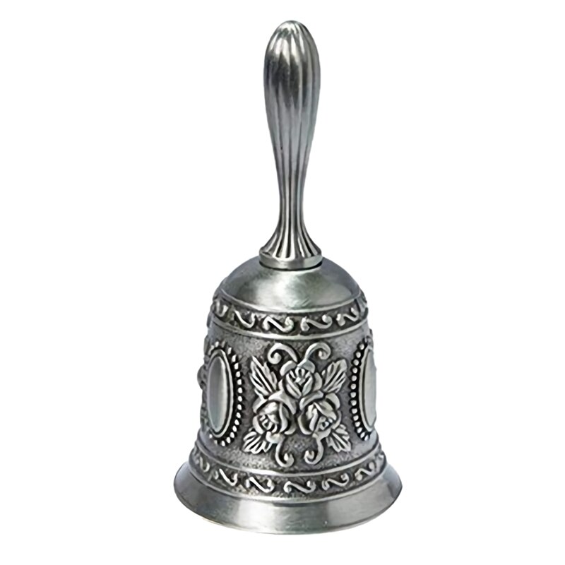 Hand Bel, Metal Tone Ring Alarm Hand Hold Dienst Call Bell Desktop Bel Thee Diner Bel Spel Bel, kerst Bel Zilver