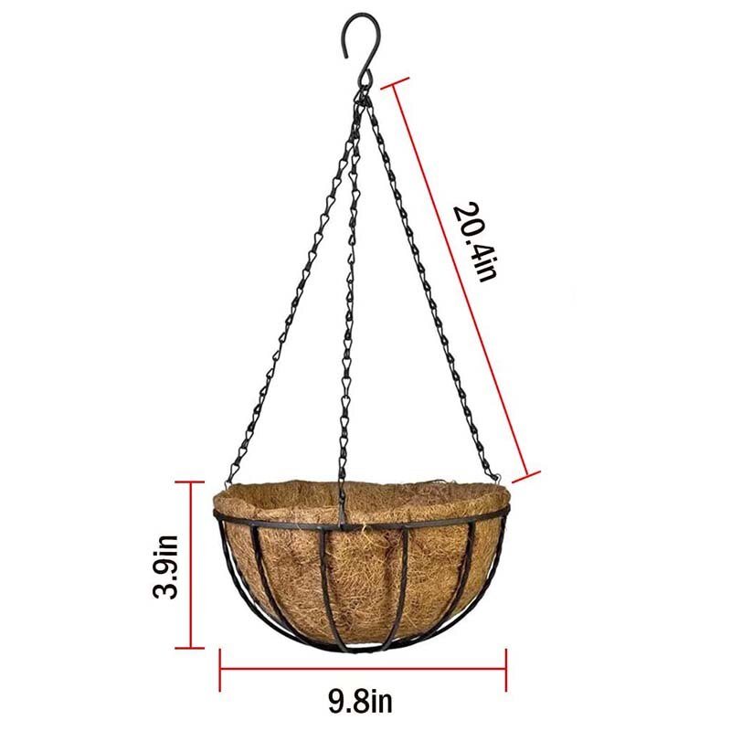 10 Inch Metal Hanging Flower Baskets With Round Wire Plant Holder Pots For Wall Decoration Countyard Garden
