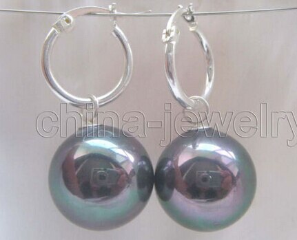 Orecchino di perle conchiglia rotonda perfetta nera brillante da 16mm-argento 925> orecchini da donna eleganti da nobiltà