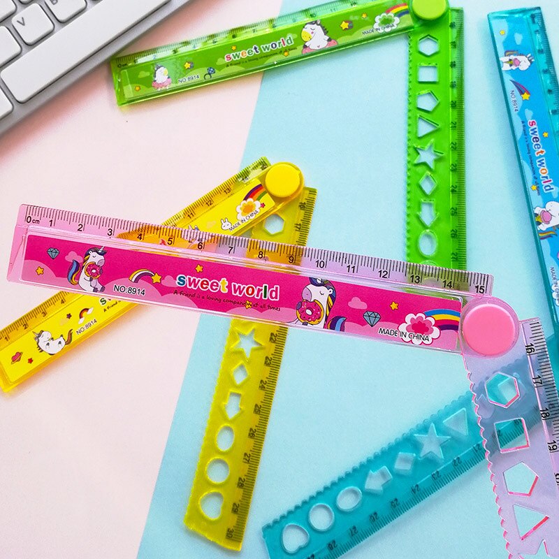 1 sztuk Lytwtw's cukierki kolor słodkie słowo Kawaii jednorożec biurowe kreskówka rysunek prezent biuro szkoła składane prosto plastikowa linijka