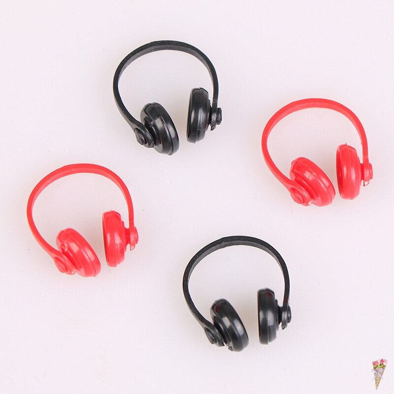 2Pcs 1/12 Headphone Doll House Decor Classic Toys For Child Kids Dollhouse Miniatures Plastic Wireless Earphone 2Colors