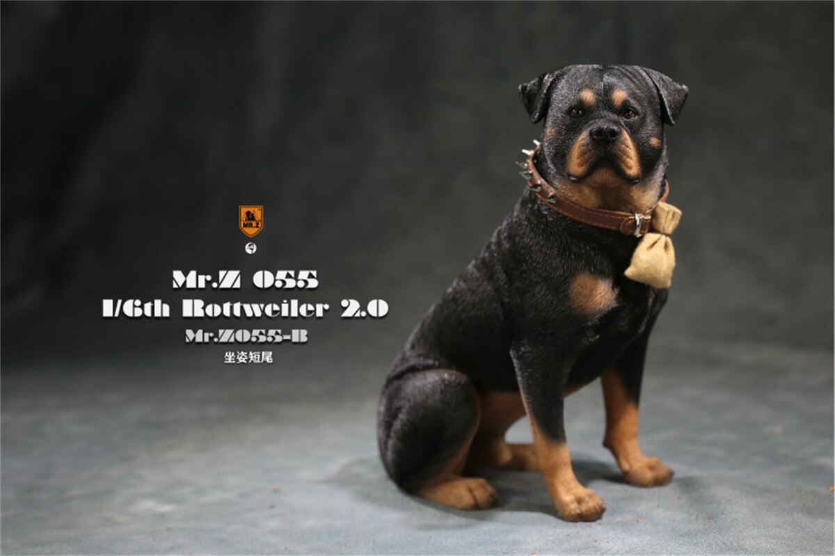 Mr.Z Studio 1:6 Rottweiler Figure Cute Police Pet Dog Animal Model Collector Decor Kid Resin Office Desktop Accessories: B