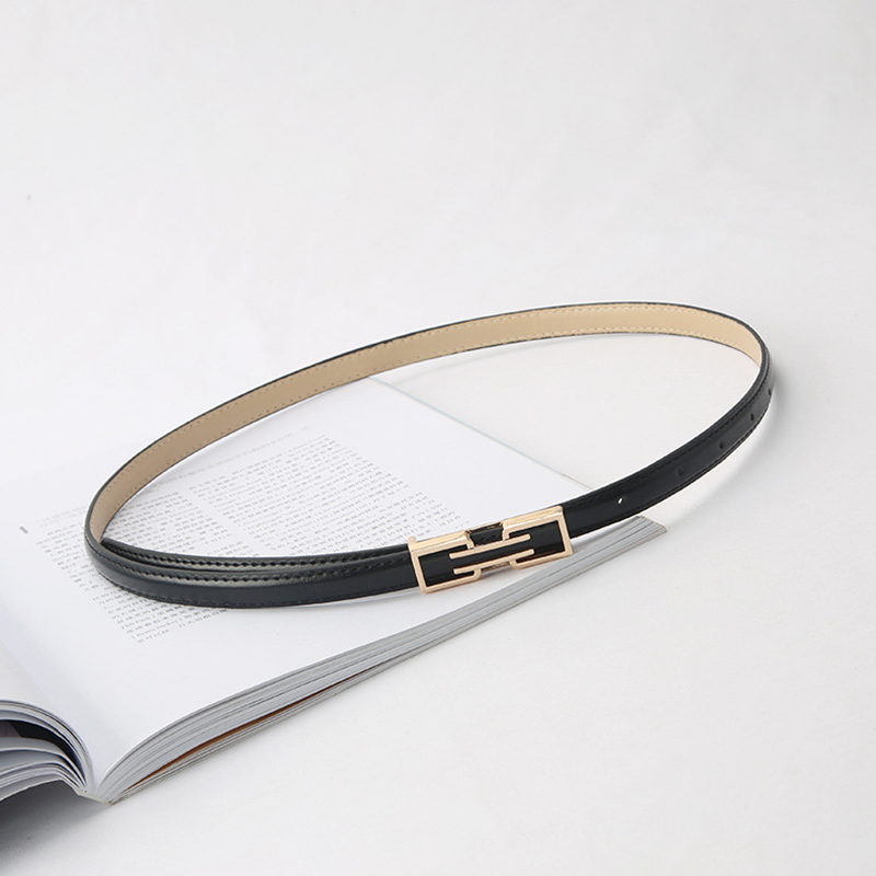 Mode lederen dunne riem dames broekjurk decoratie tailleband effen kleur magere taille riem dames verstelbare tailleband: Black