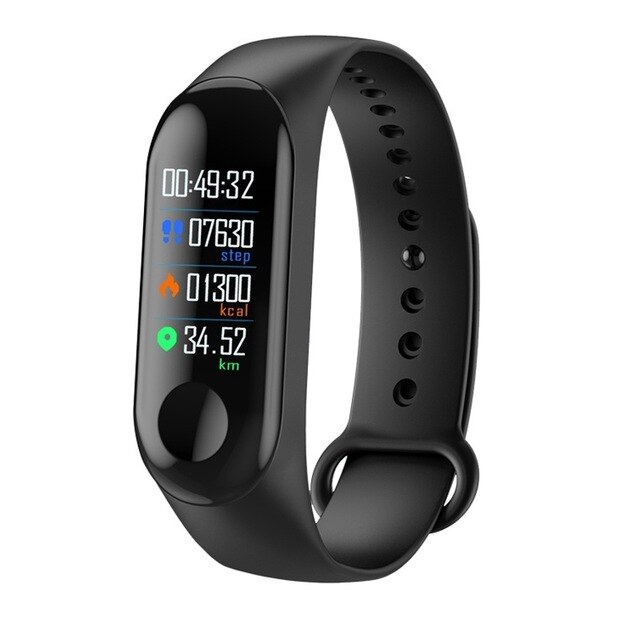 M3 plus pro smart band stor färgskärm intelligent armband fitness tracker stegräknare blodtrycksklocka för iphone xiaomi: Svart