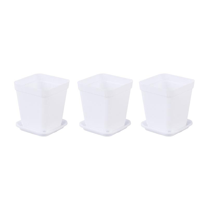 6 stk blomsterpotter planter planter potter potter til saftige planter (hver 3 of små lys, lyseblå bund): Hvid