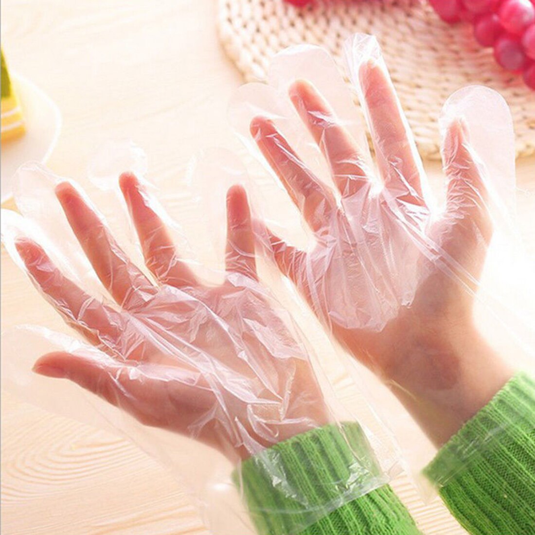 100 Stks/partij Milieuvriendelijke Wegwerp Handschoenen Voor Voedsel Wegwerp Plastic Handschoenen Schoonmaken Koken Keuken Tuin Beschermende Handschoenen