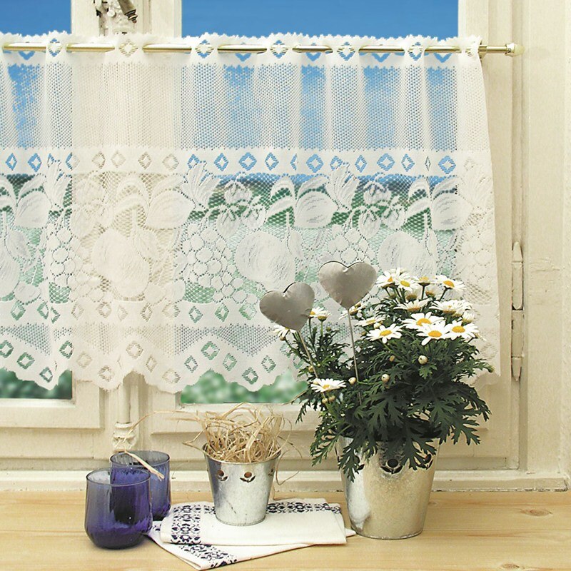 Volant Tule Halve Gordijn Kant Panel Drape Voor Thuis Decoratieve Kant Venster Sheer Deur Korte Gordijnen Ademend Volant