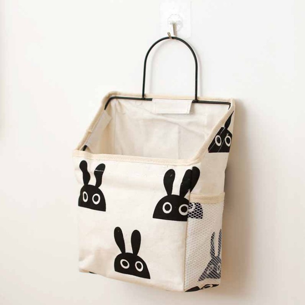 1Pc Lattice Hanging Storage Bag Bedside Storage Organizer Dorm Room Phone Book Magazine Storage Bag Holder With Hook Bed Pocket: Rabbit