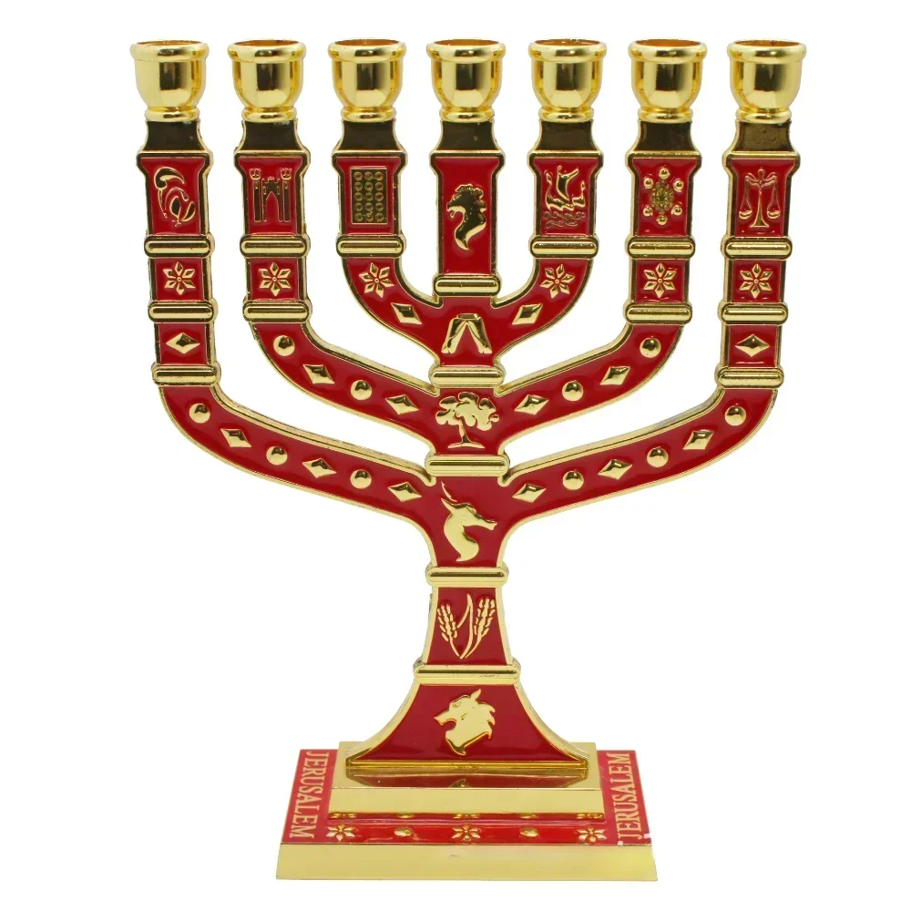 Jødisk 7- armet menorah ,7 ekstra stor lysestage judio lysestage, emblemet for jødedommen og israel lysestage