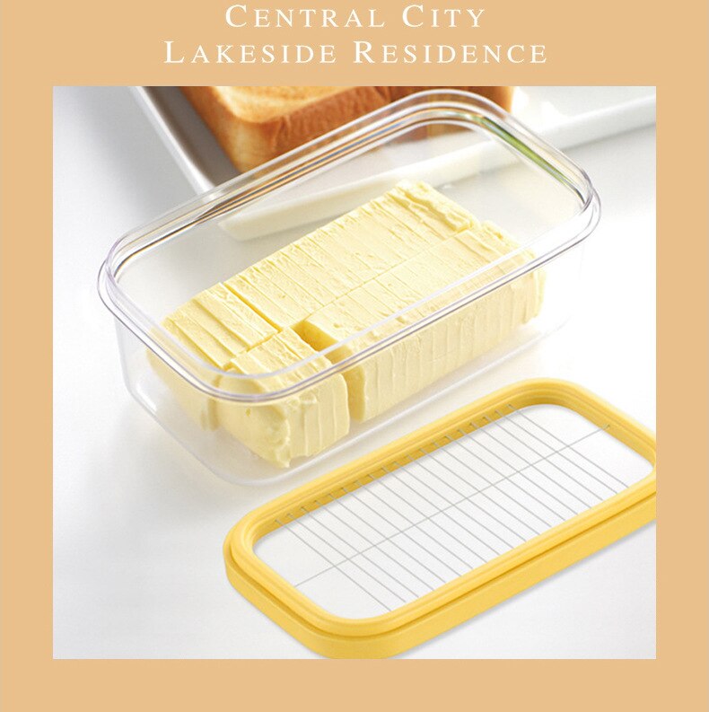 Plastic Butter Dish With Lid Butter Keeper Container Storage Cutter Slicer Great For Kitchen Storage & Decor