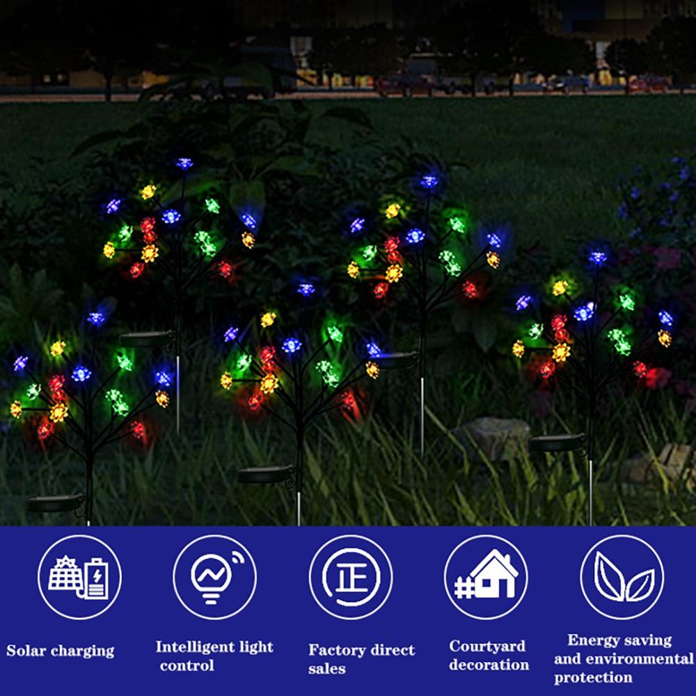 2 st trädgård energibesparande solcellslampor träd 16 led-lyktor dekorativ jordkontakt trädgårdslampa utomhuslampa landskap gräsmatta lampa